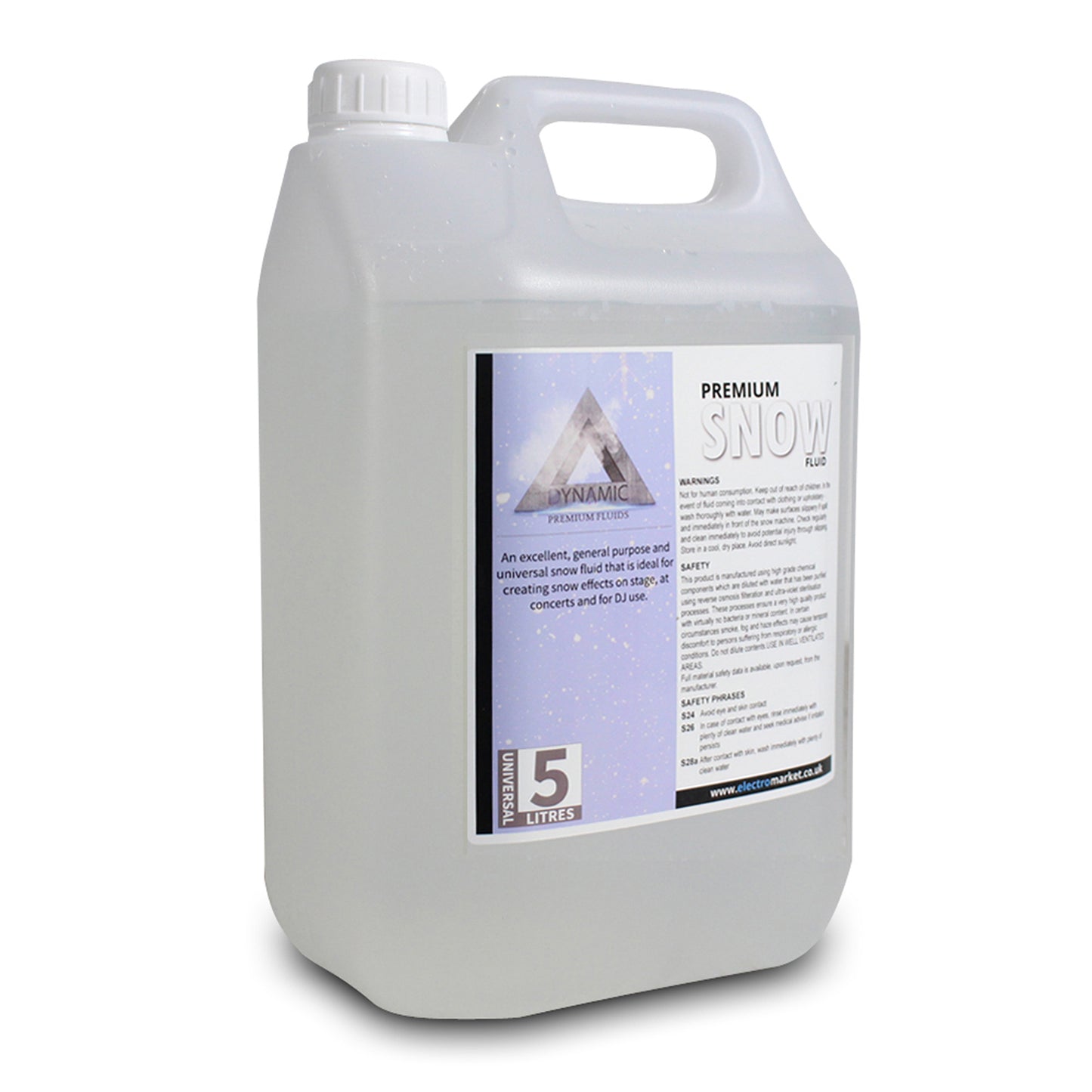 5-liter container of Dynamic Snow Fluid on a white background