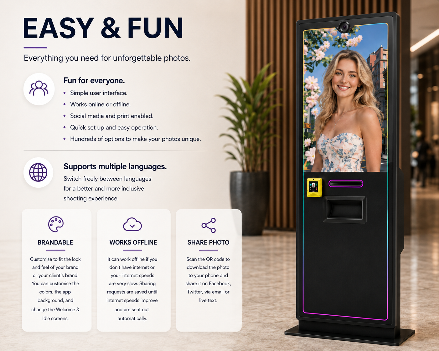 AI Aura Photo Booth With Payment System Selfie Pod