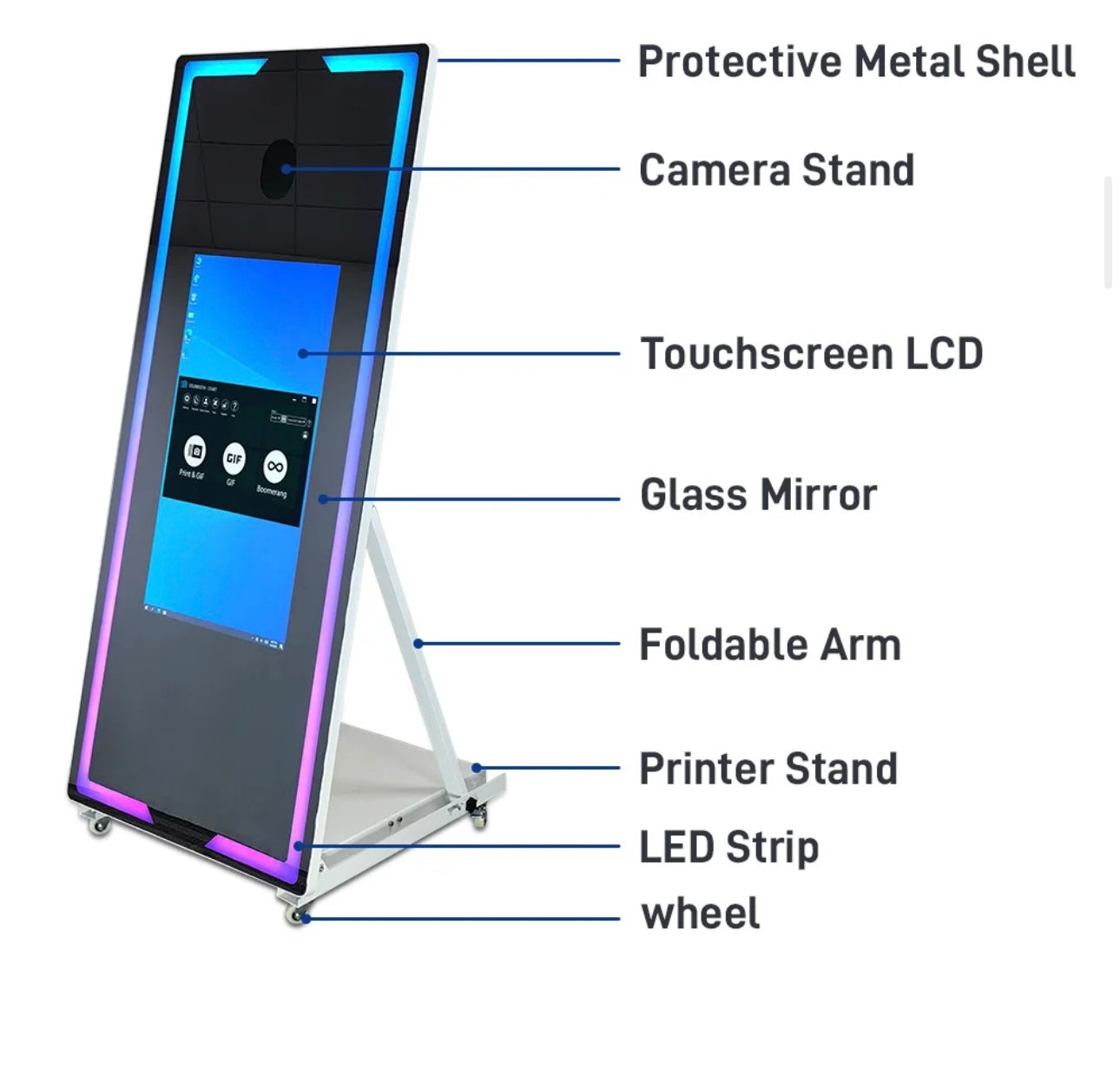 Magic Mirror Photobooth With Wheels