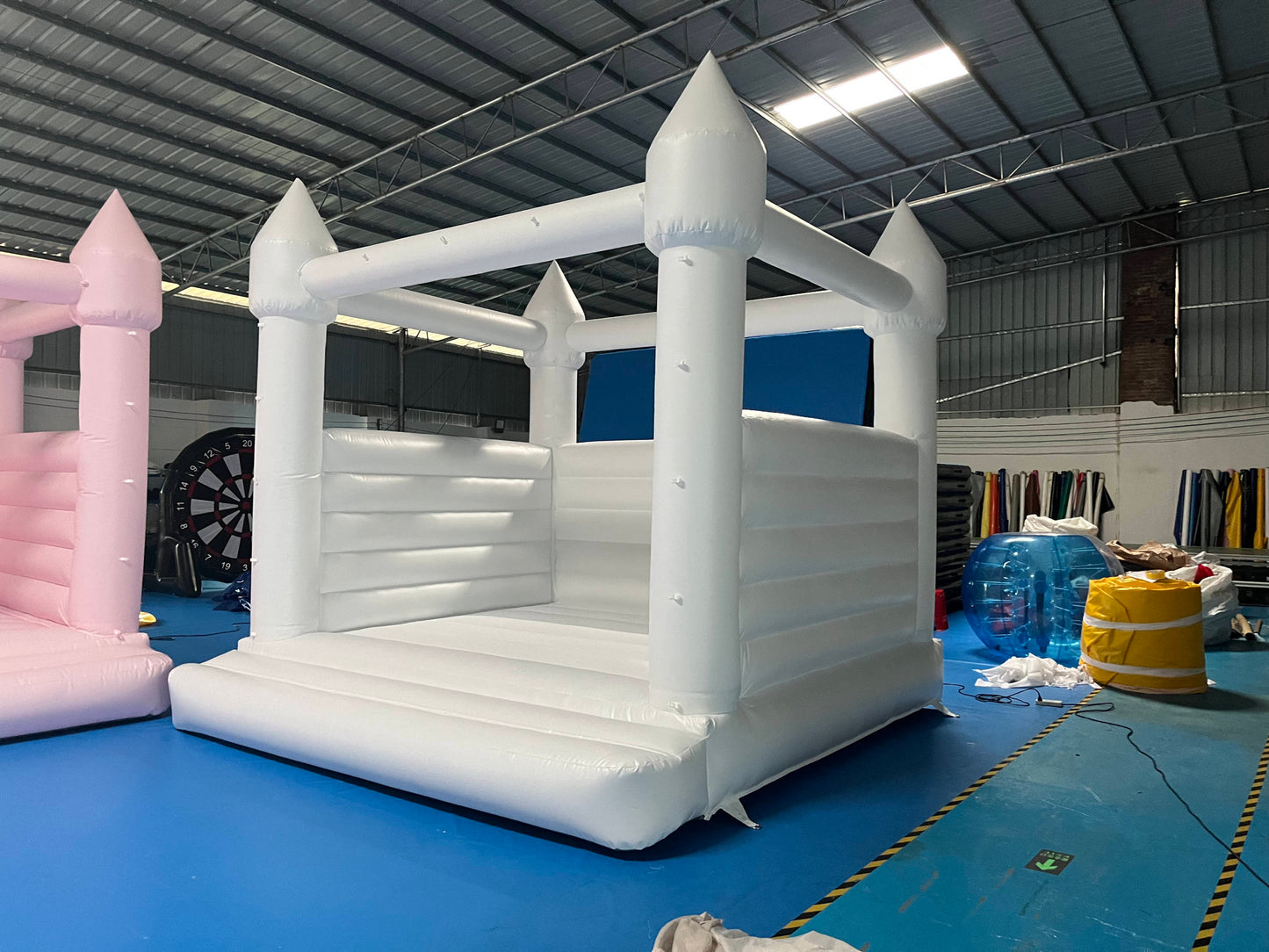 Bouncy Castle With Landing Pad White & Pink