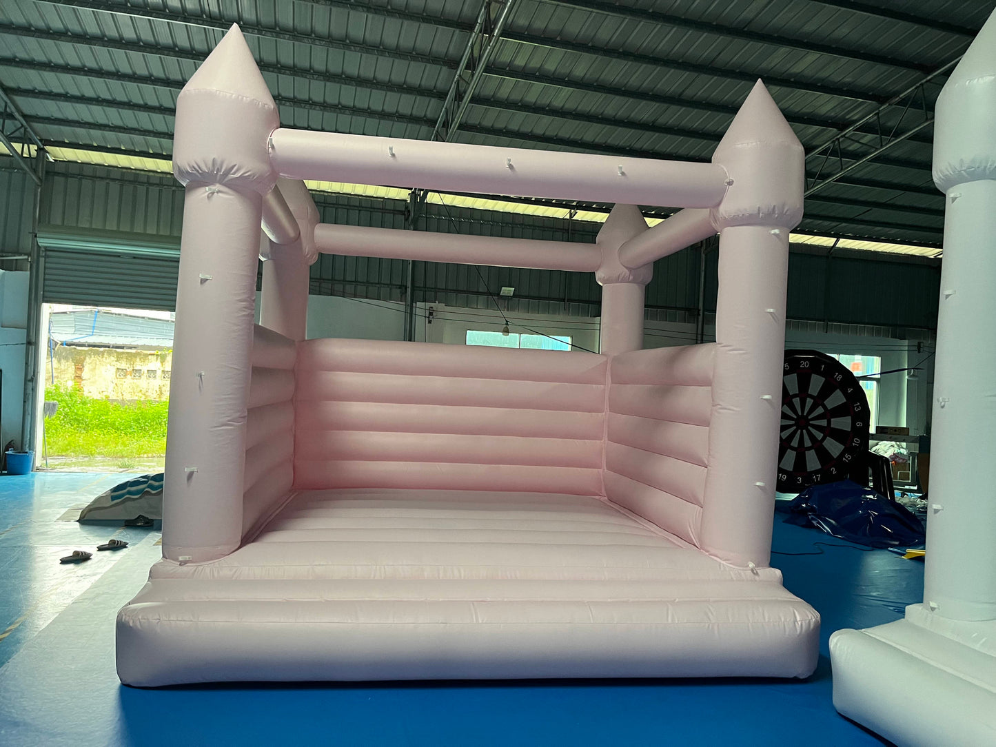 Bouncy Castle With Landing Pad White & Pink