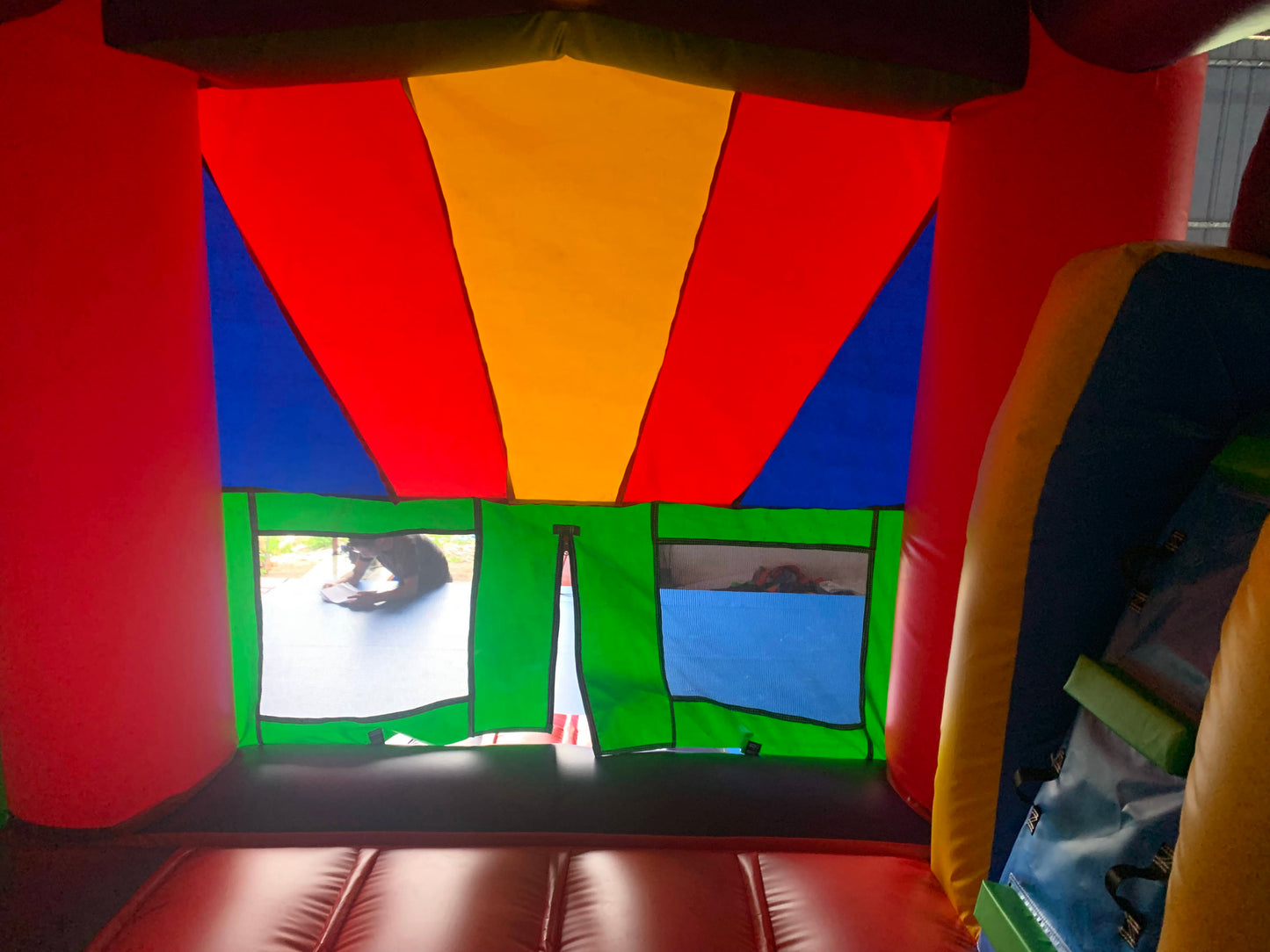 Tropical Bouncy Castle With 2 Slides & Ball Pit