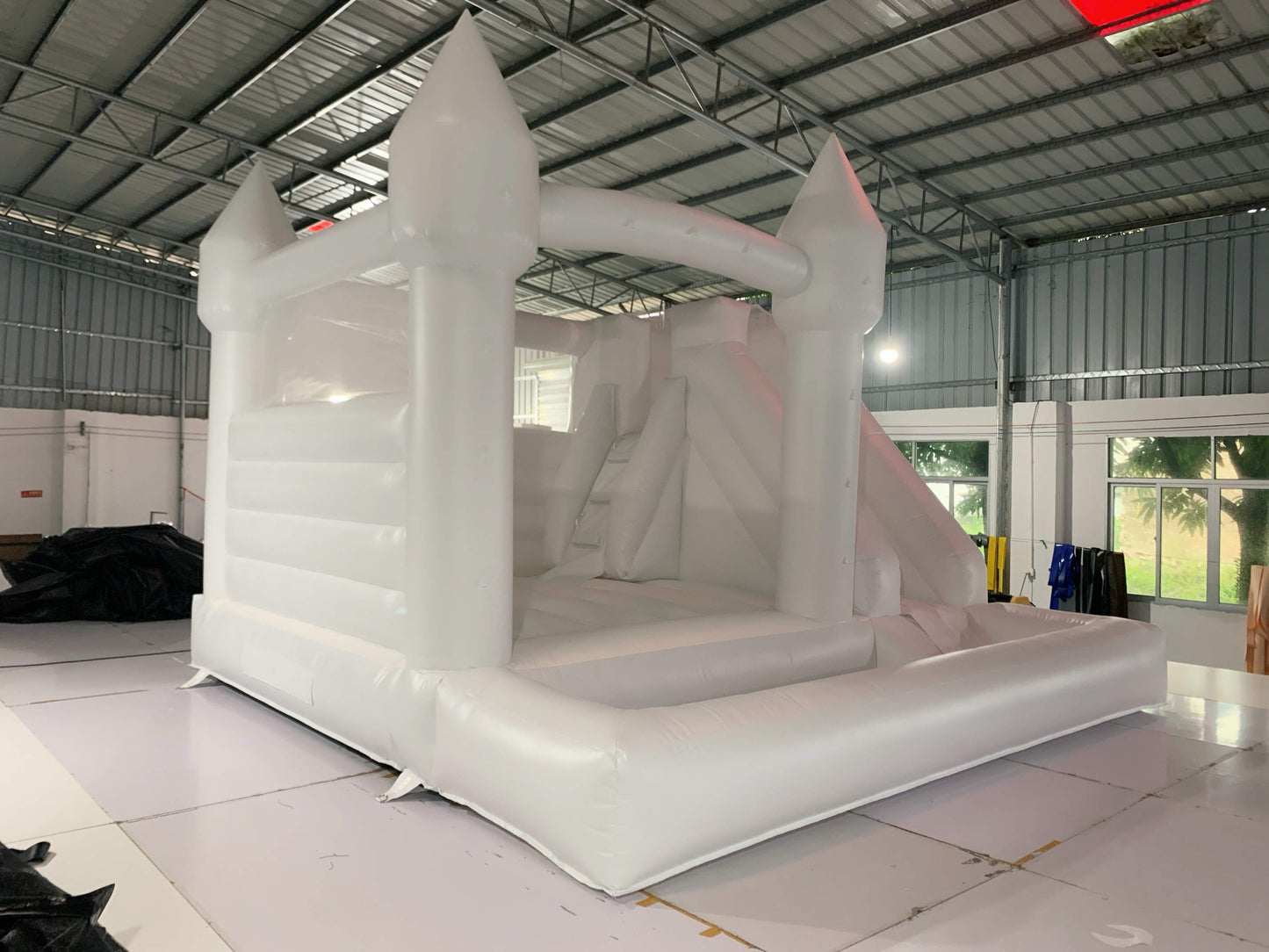 White Bouncy Castle With Slide & Ball Pit