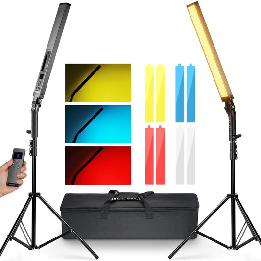 Professional Wireless LED Light Sticks & Stands With Batteries 2 Pack Kit