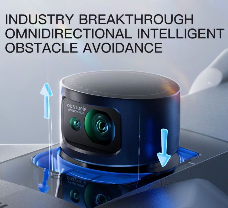 Omnidirectional intelligent obstacle avoidance system with text on a gray background