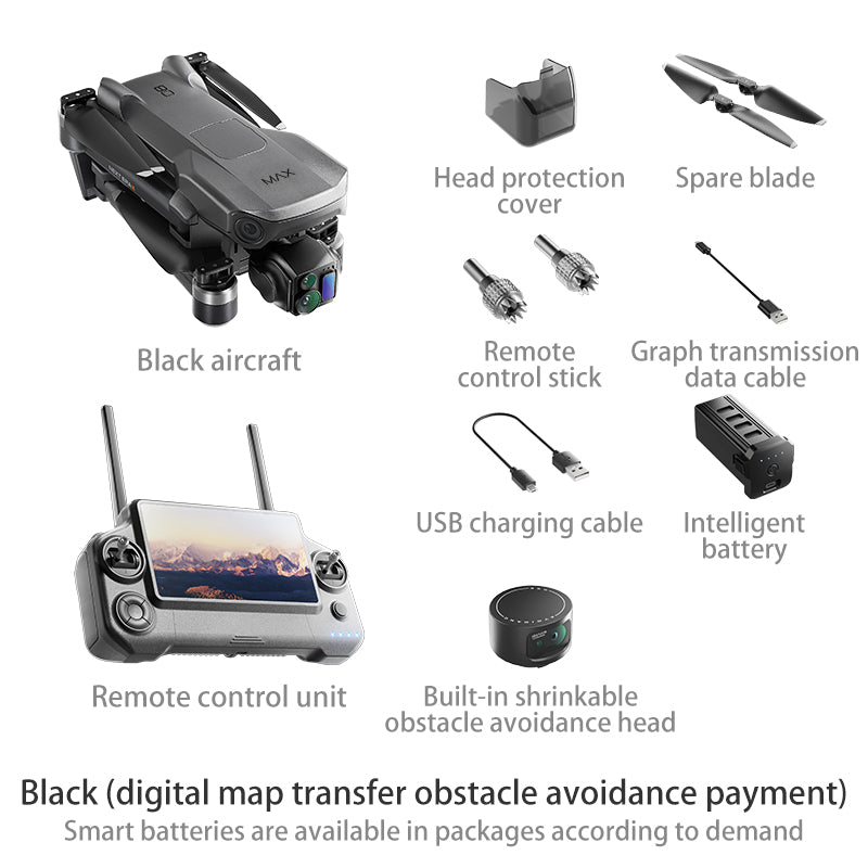 Drone with accessories on a white background