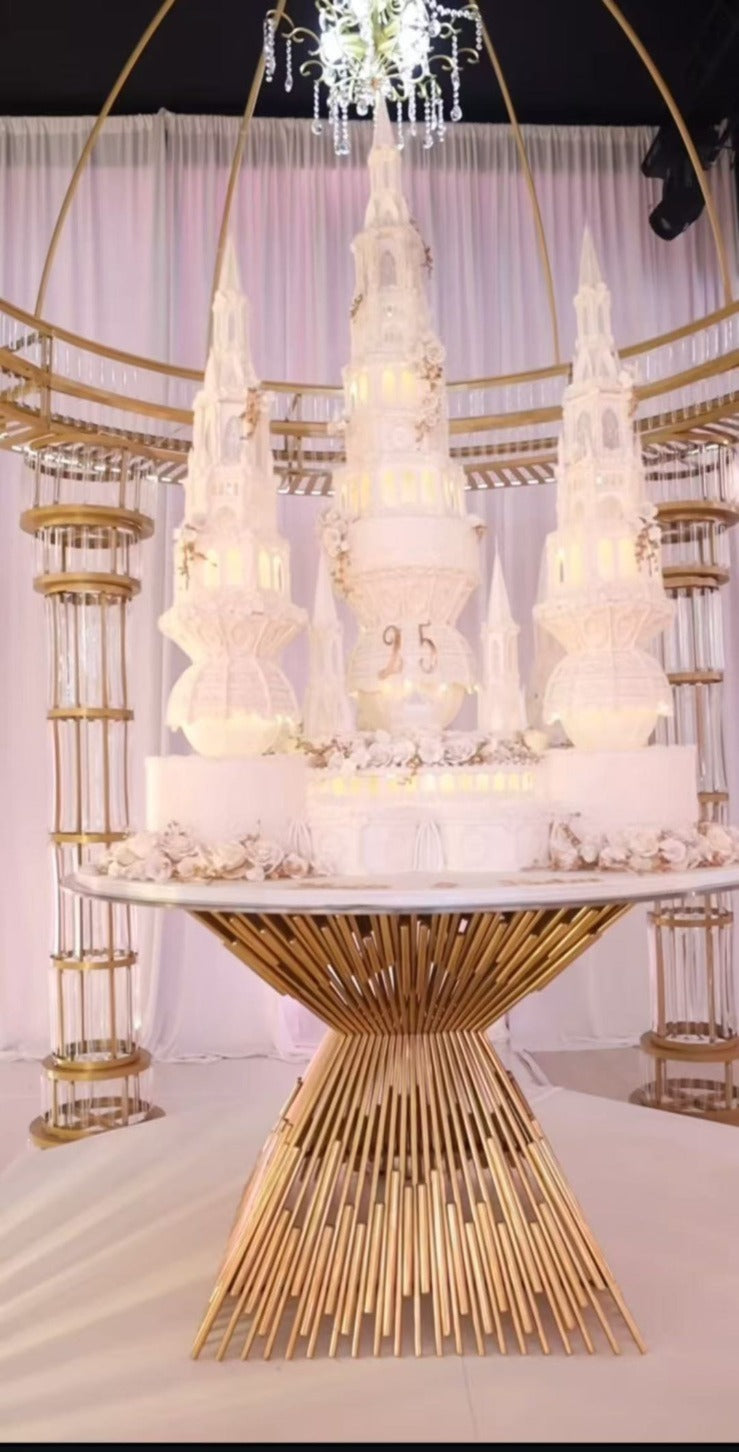Luxurious Gold mandap in a wedding setting 