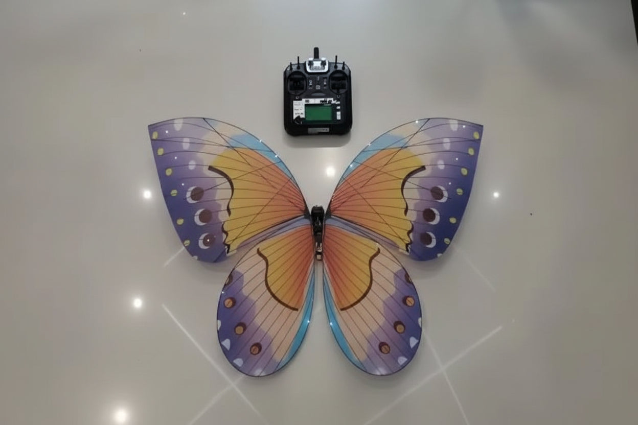 Bionic mechanical flying butterfly drone that delivers rings at weddings with control remote