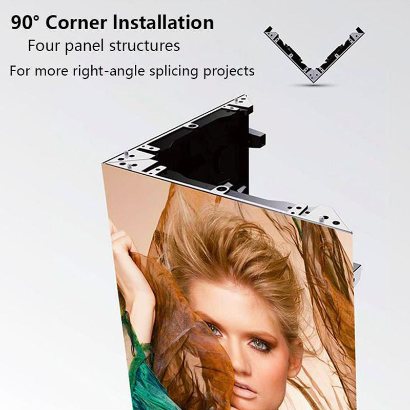 Metal corner installation bracket with a woman's face on a white background