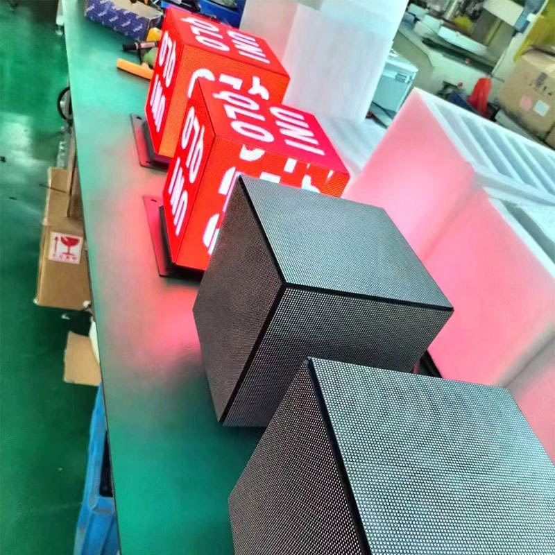 Black LED screens on display