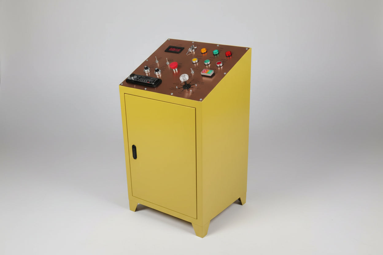 Mechanical bull control panel with various buttons and a digital display.