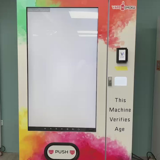 Video of large vape vending machine that has age verification 