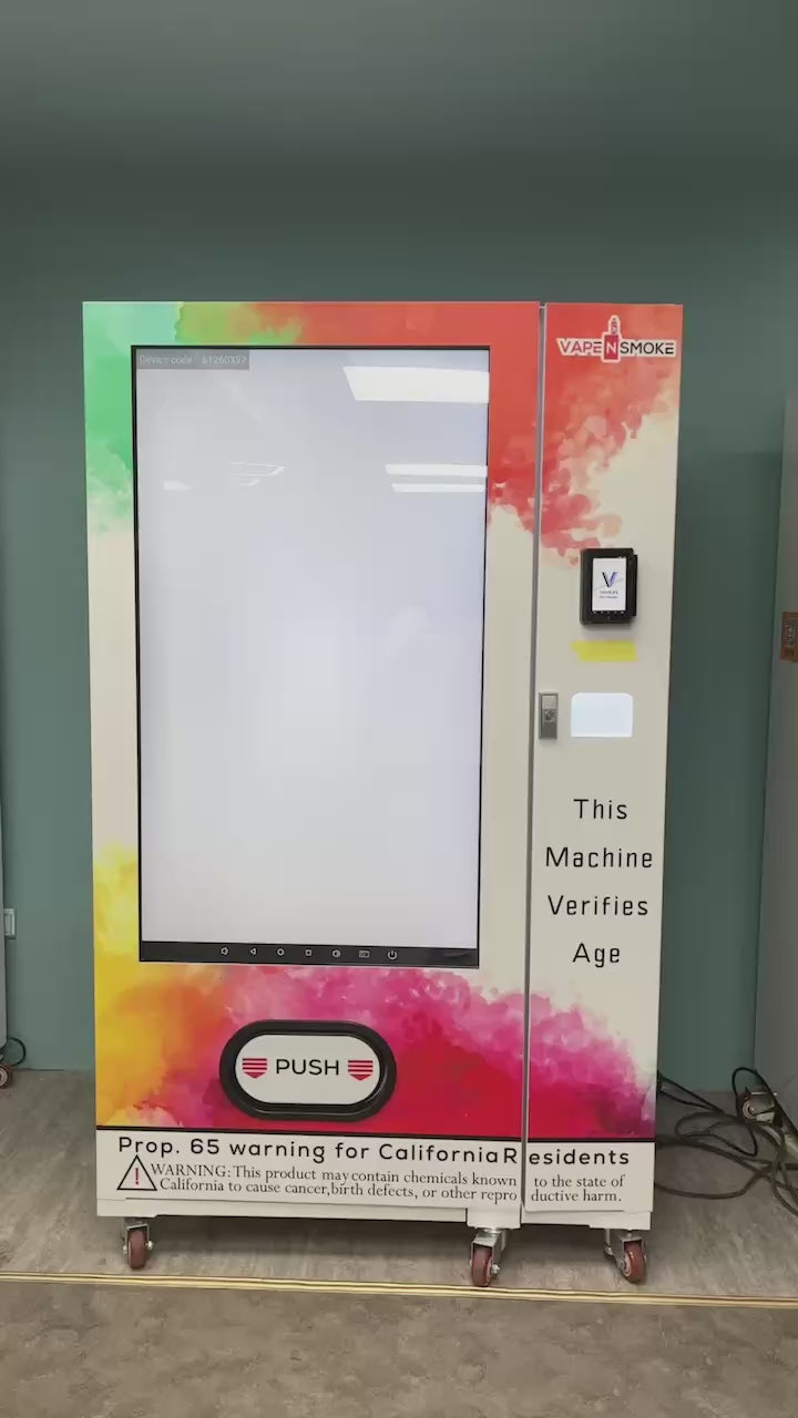 Video of large vape vending machine that has age verification 