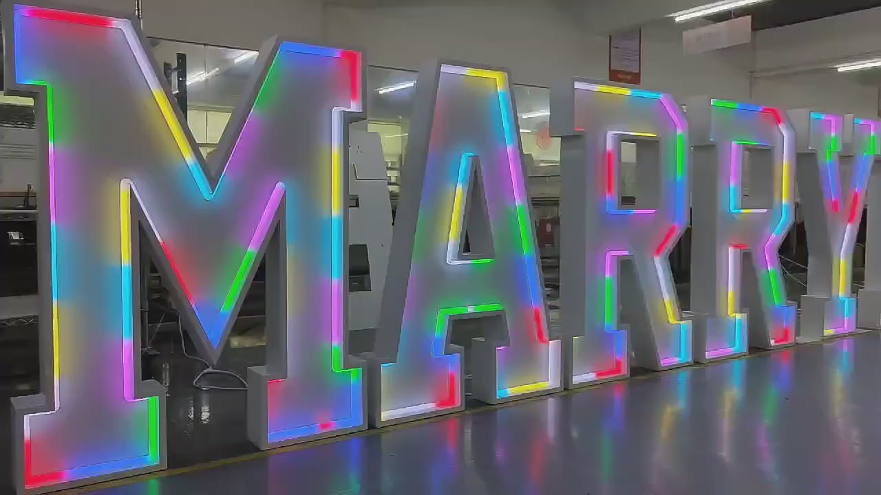 4FT multicoloured neon LED sign spelling 'MARRY ME'