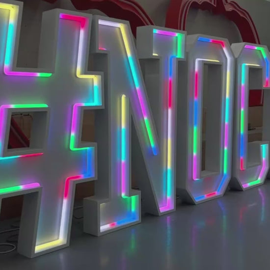 4FT multicoloured neon LED sign in various letters