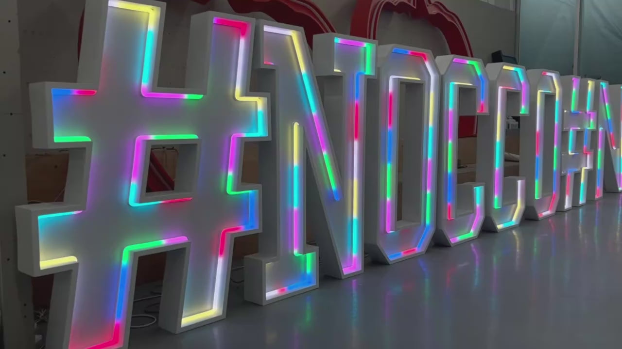 4FT multicoloured neon LED sign in various letters