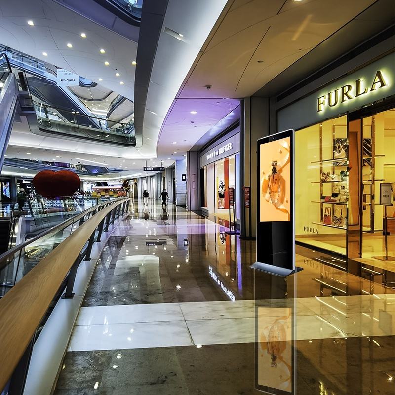 43” LED Touchscreen Indoor Digital Kiosk Floor Standing in a mall setting