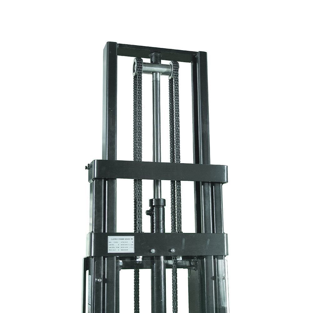Black forklift truck mast on a white background