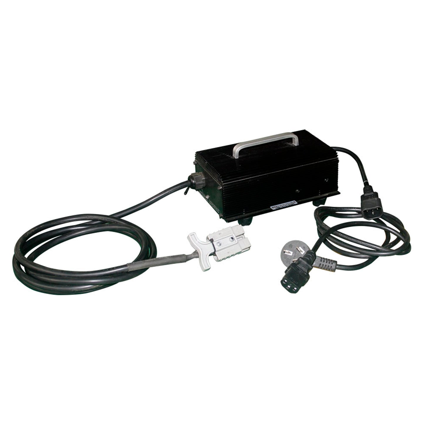 Electrical component with wires and connectors on a white background